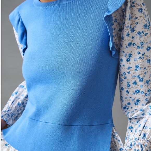 Anthropologie Flutter-Sleeve Layered Sweater, wore once in new condition size L - Picture 2 of 4